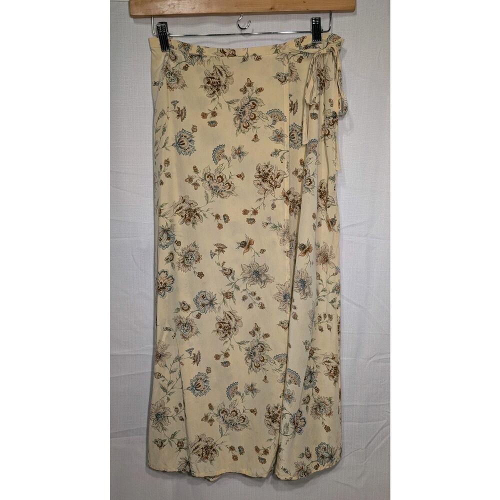 Emma James Women's Floral Silk Wrap Skirt‎ Sz 12 Midi Boho Cottagecore Whimsical